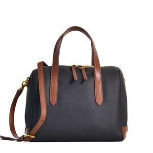 Fossil Sydney satchel Black and Brown Leather Handbag